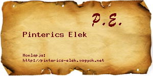 Pinterics Elek névjegykártya