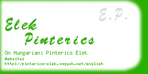 elek pinterics business card